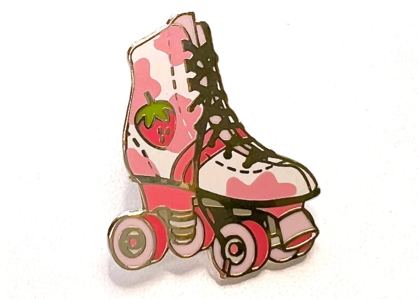 Strawberry Milk Roller Skate Enamel Pin