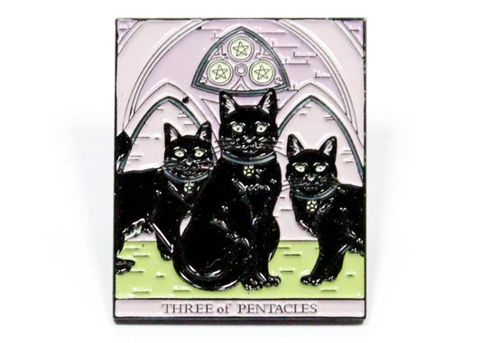 Three of Pentacles Tarot Card Enamel Pin