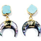 Tibetan Turquoise & Abalone Shell Horn Stud Earrings