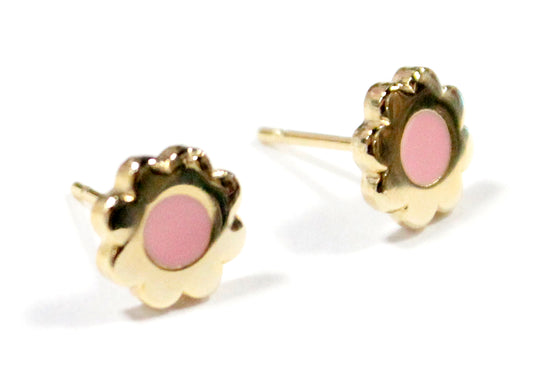 Tiny Flower Stud Earrings in Bubblegum Pink