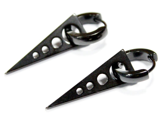 Triangle Hoop Earrings in Black