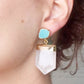 Turquoise & Quartz Crystal Pendant Stud Earrings