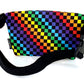 Ultra Slim Fanny Pack in Indy Checkered Rainbow Black