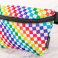 Ultra Slim Fanny Pack in Indy Checkered Rainbow White