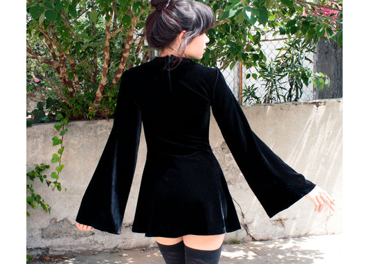 Witchy Dress in Black Velvet (Made to Order)