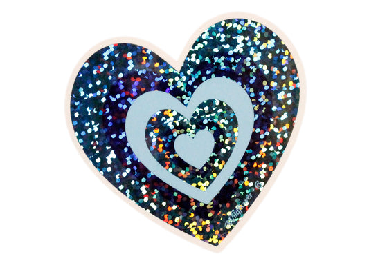 Y2K Glitter Heart Sticker in Blue